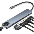 8 in 1 Multifunctional Type-C to HDTV Ethernet USB SD TF Adapter Hub