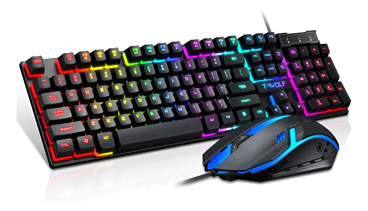 Combo Gamer Teclado Mouse Twolf Tf200 Rgb Negro